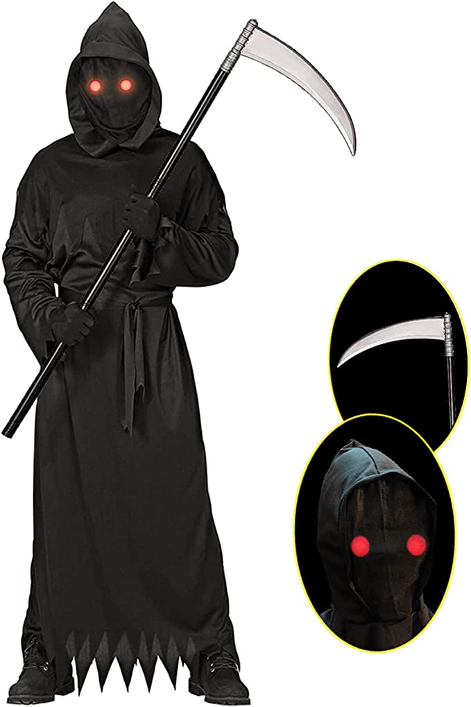 Grim Reaper with Glowing Eyes Costume for kids